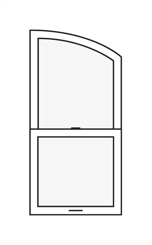 Line drawing of a Marvin Replacement Single Hung Round Top in a Left Eyebrow style.