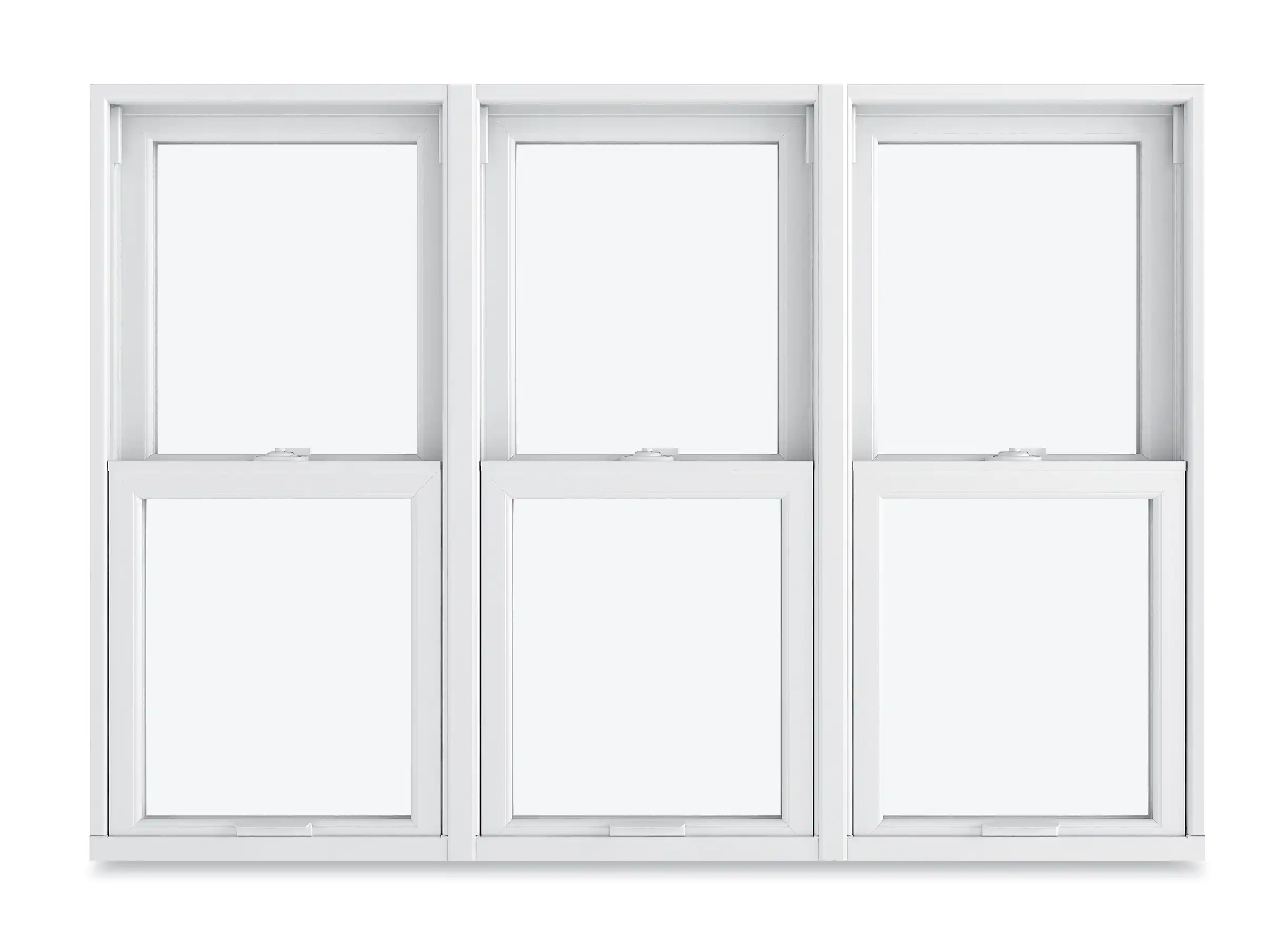 Image of three Marvin Replacement Double Hung windows mulled together.