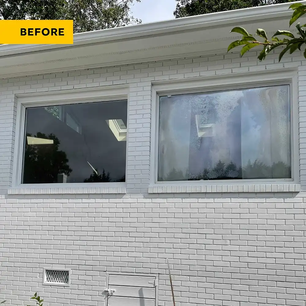 Old white exterior white windows