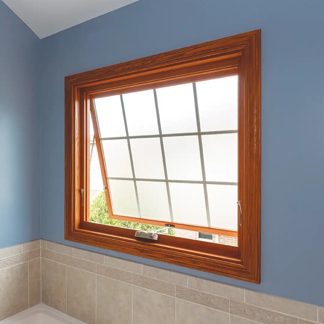 Interior view of a Marvin Replacement awning bathroom window.