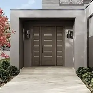 TruStile Modern Farmhouse Front Door in Grey Mist color.