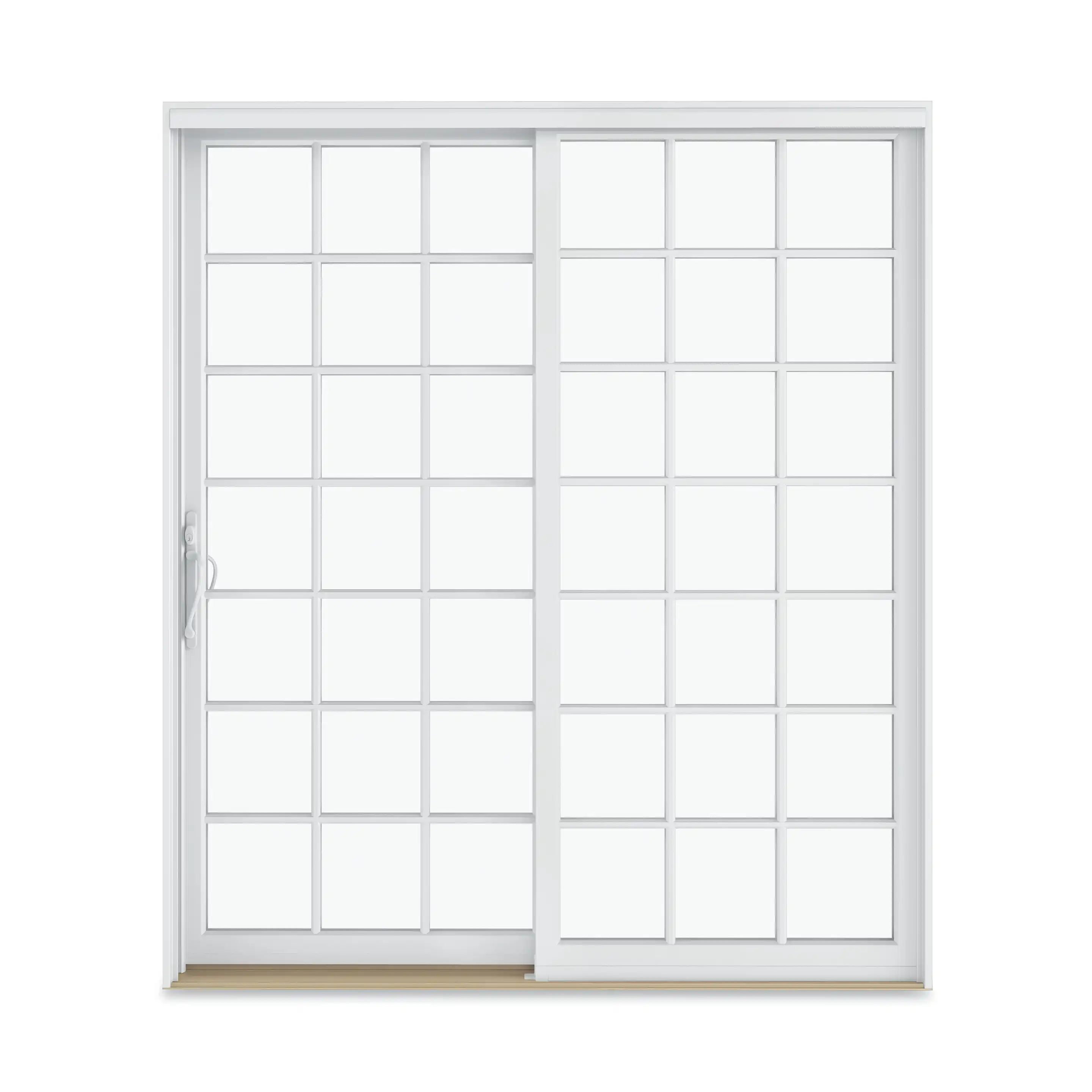 White Marvin Replacement two-panel sliding glass door with standard lite pattern.