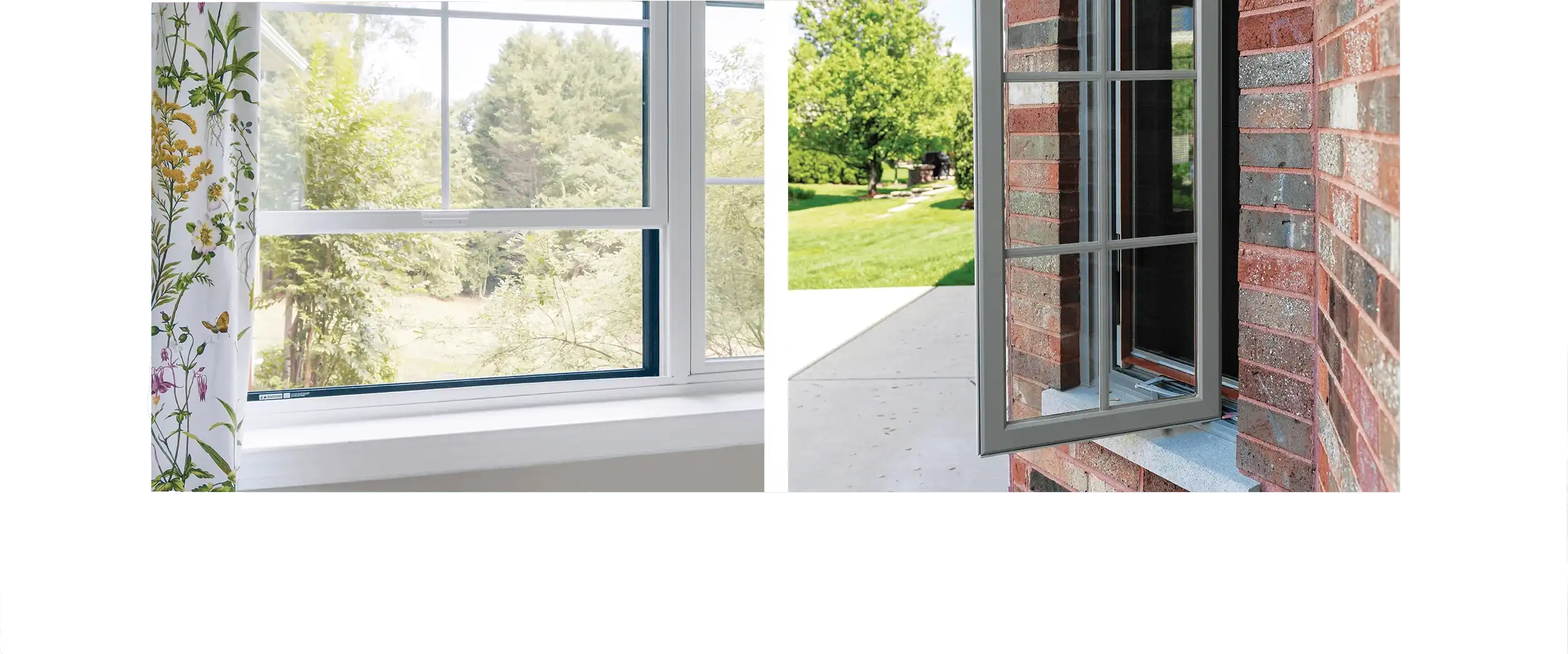 Double hung window on the left and a casement window on the right