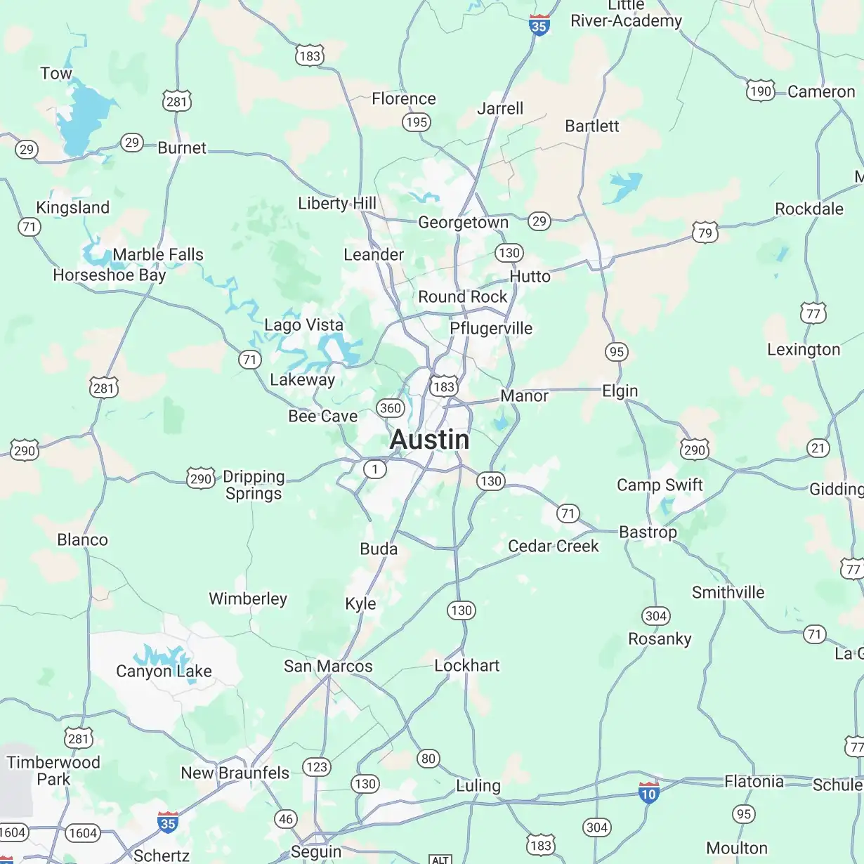 Map of Austin, Texas