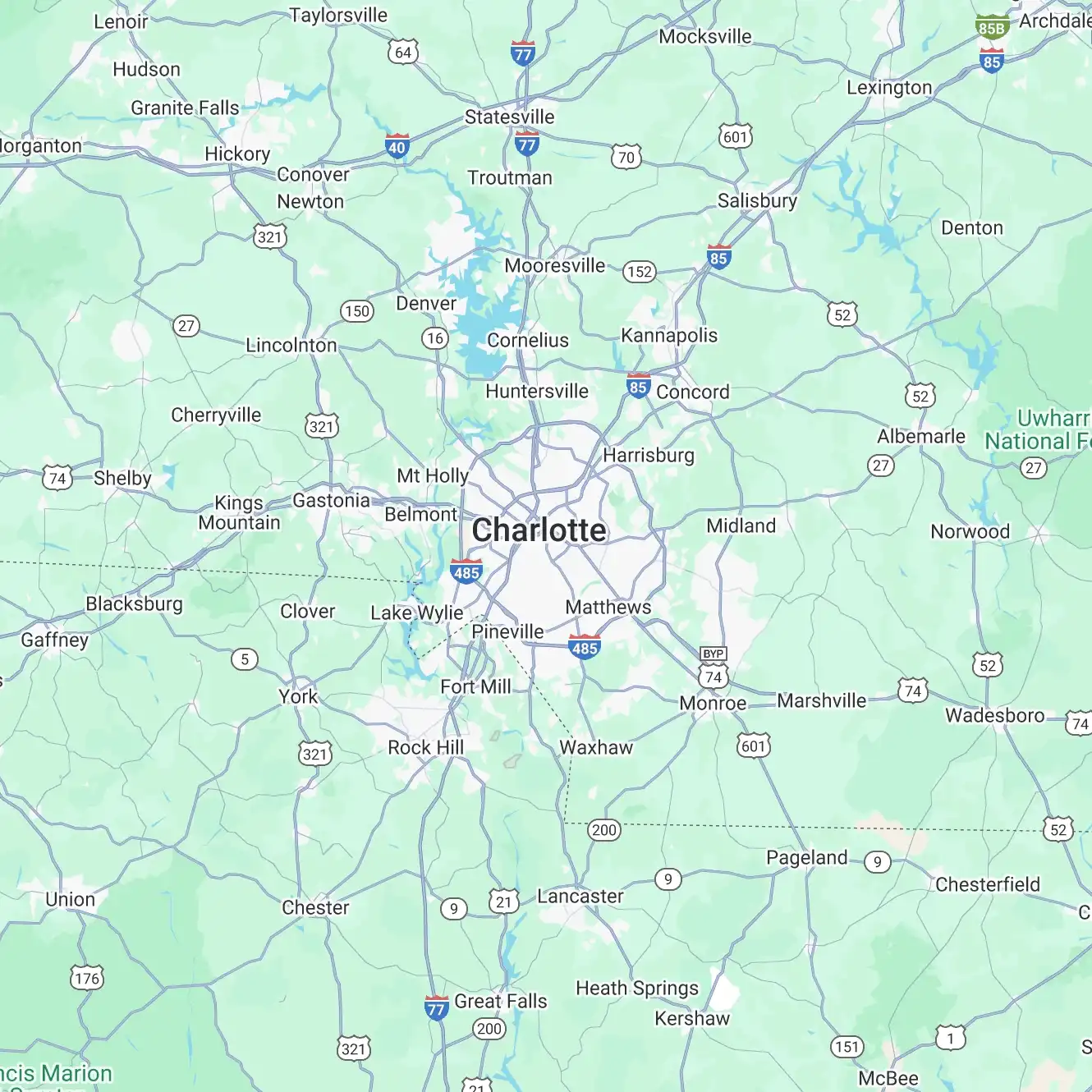 Map of Charlotte