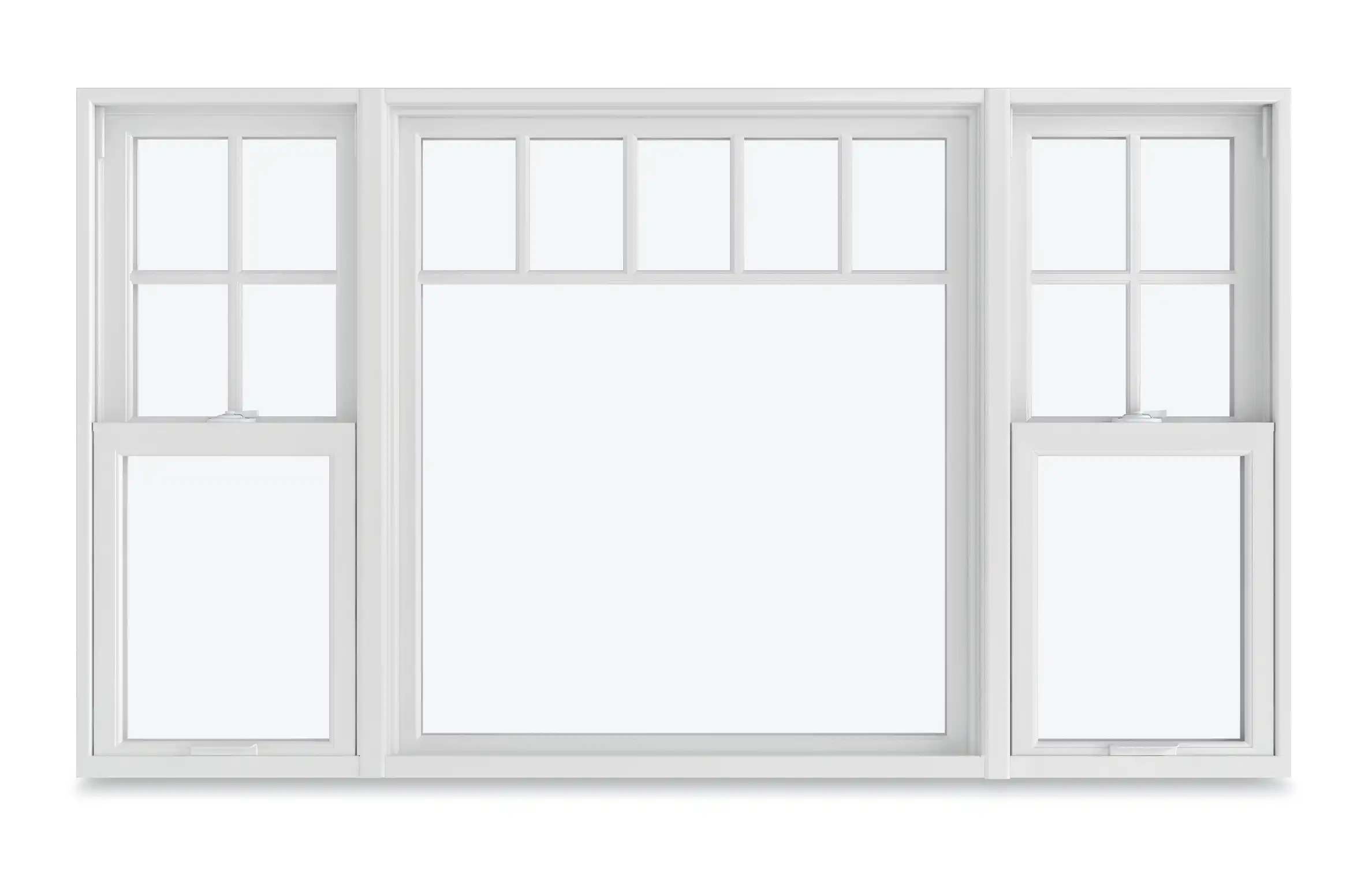 Image of a Marvin Replacement Double Hung with Picture window assembly featuring cottage style divided lites.